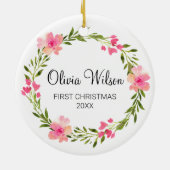 かわいいベビー初めてのクリスマスカスタムの写真 セラミックオーナメント (裏面)