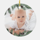 かわいいベビー初めてのクリスマステディベアウッドパイン セラミックオーナメント (裏面)