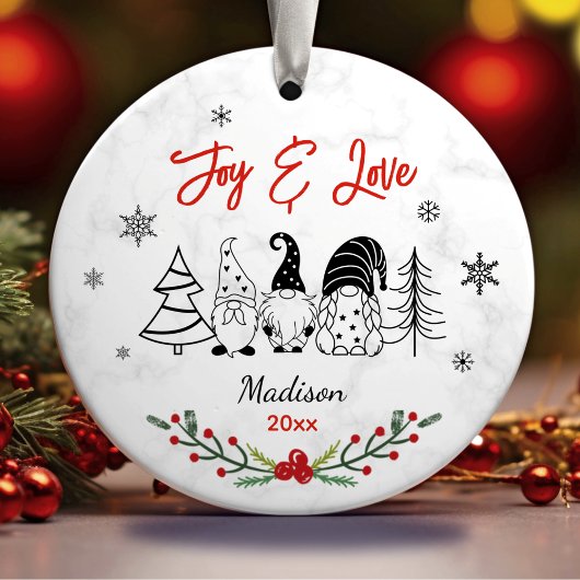 かわいいベビー初めてのクリスマス白黒格言ツリー セラミックオーナメント