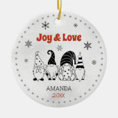 かわいいベビー初めてのクリスマス白黒格言 セラミックオーナメント (正面)