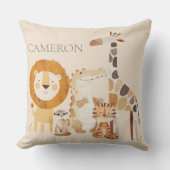 かわいいベビー動物園の動物名前をカスタムするベージュ クッション (正面)
