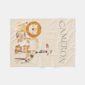 かわいいベビー動物園の動物名前をカスタムするベージュ フリースブランケット (正面(横))