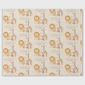 かわいいベビー動物園の動物名前をカスタムするベージュ ラッピングペーパー (フラット)