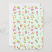 かわいいベビー動物模様の誕生日 招待状 (裏面)