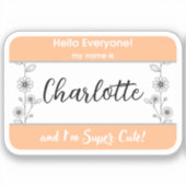 かわいいベビー名タグベビー名キッズ名ラベル シール (正面)