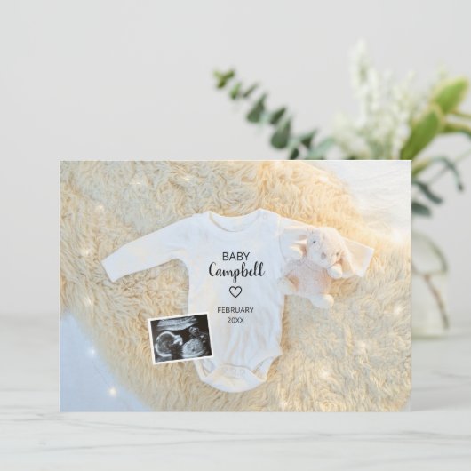 かわいいベビー名超音波デジタル写真妊娠 案内状 (スタンド正面)