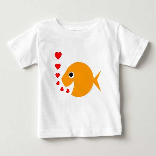 かわいいベビー吹金魚のキスが泡のように ベビーTシャツ (正面)