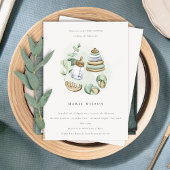 かわいいベビー子供部屋エッセンシャルグリーンベビーシャワー 招待状