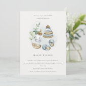 かわいいベビー子供部屋エッセンシャルブルーボーイベビーシャワー 招待状 (スタンド正面)