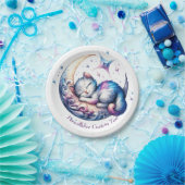 かわいいベビー子猫が月に眠る ペーパープレート (パーティー)