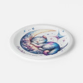 かわいいベビー子猫が月に眠る ペーパープレート (アングル)