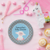 かわいいベビー子羊と水玉模様赤ちゃんシャワー ペーパープレート (パーティー)