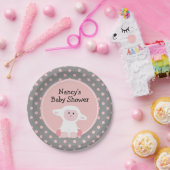 かわいいベビー子羊と水玉模様赤ちゃんシャワー ペーパープレート (パーティー)