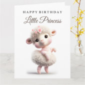 かわいいベビー子羊スカート、花とピンクのドレス カード (黄色い花)