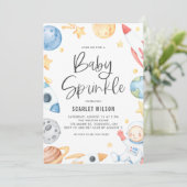 かわいいベビー宇宙飛行士宇宙テーマベビー散布機 招待状 (スタンド正面)