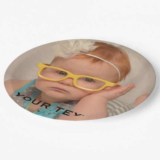 かわいいベビー家族の写真 ペーパープレート (アングル)