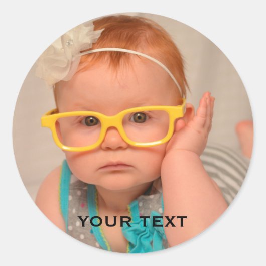 かわいいベビー家族の写真 ラウンドシール (正面)