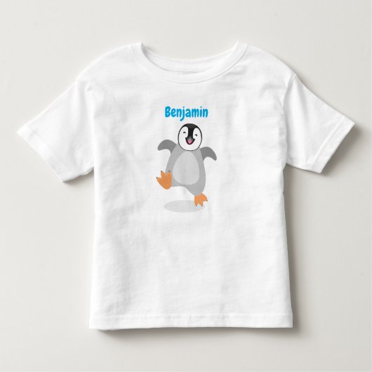 かわいいベビー幸せな皇帝ペンギン漫画 トドラーTシャツ (正面)
