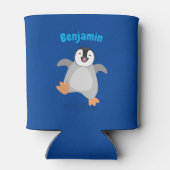 かわいいベビー幸せな皇帝ペンギン漫画 缶クーラー (裏面)