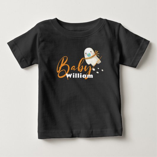 かわいいベビー幽霊おしゃぶりブー ベビーTシャツ (正面)