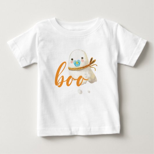 かわいいベビー幽霊おしゃぶりブー ベビーTシャツ (正面)