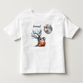 かわいいベビー幽霊ハロウィンシーンモノグラムの- トドラーTシャツ