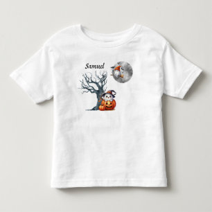 かわいいベビー幽霊ハロウィンシーンモノグラムの- トドラーTシャツ
