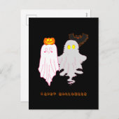 かわいいベビー幽霊ハロウィンホリデーハガキ シーズンポストカード (正面/裏面)