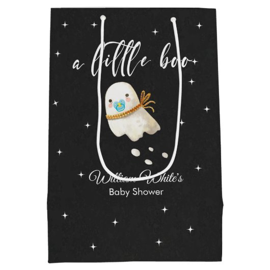 かわいいベビー幽霊ハロウィーン秋シャワー抱き枕 ミディアムペーパーバッグ (裏面)