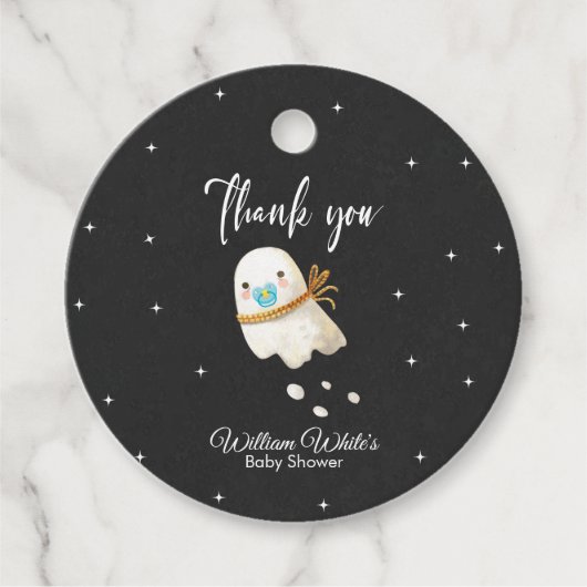 かわいいベビー幽霊ハロウィーン秋ベビーシャワー フェイバータグ (正面)