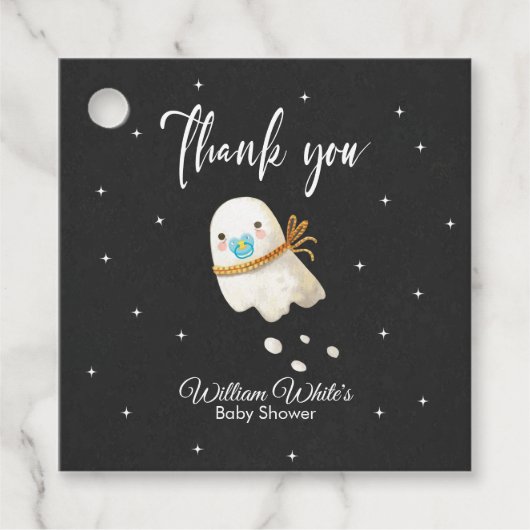 かわいいベビー幽霊ハロウィーン秋ベビーシャワー フェイバータグ (正面)