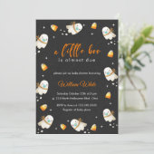 かわいいベビー幽霊ハロウィーン秋ベビーシャワー 招待状 (スタンド正面)