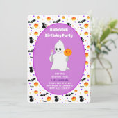 かわいいベビー幽霊ハロウィーン誕生日招待状 招待状 (スタンド正面)