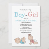 かわいいベビー性別の表示 招待状 (正面)