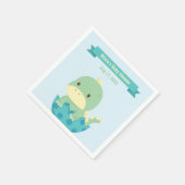 かわいいベビー恐竜がパーティー供給を孵化しようとしている スタンダードカクテルナプキン (角)