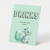 かわいいベビー恐竜と卵の赤ちゃんシャワー飲料 台座サイン (正面)