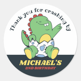 かわいいベビー恐竜と卵子供の誕生日パーティー ラウンドシール