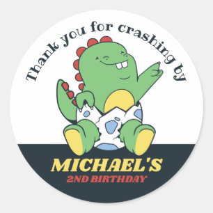 かわいいベビー恐竜と卵子供の誕生日パーティー ラウンドシール