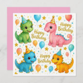 かわいいベビー恐竜のバースデーカー子供へド! シーズンカード (正面/裏面)