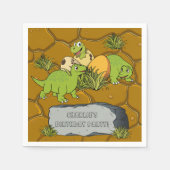 かわいいベビー恐竜の先史時代の漫画パーティー紙 スタンダードカクテルナプキン (正面)