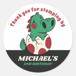 かわいいベビー恐竜の卵子供の誕生日パーティー ラウンドシール