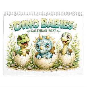 かわいいベビー恐竜の孵化 – 恐竜 2027 カレンダー