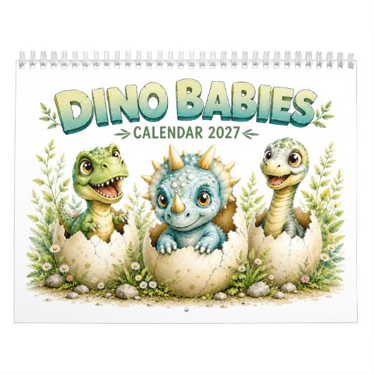 かわいいベビー恐竜の孵化 – 恐竜 2027 カレンダー (カバー)