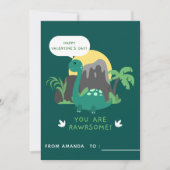 かわいいベビー恐竜の小学校バレンタインデー シーズンカード (正面)