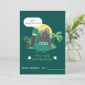 かわいいベビー恐竜の小学校バレンタインデー シーズンカード (スタンド正面)