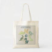 かわいいベビー恐竜の水彩画 トートバッグ (正面)