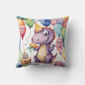 かわいいベビー恐竜ガールズパーソナライズされた誕生日 クッション (裏面)