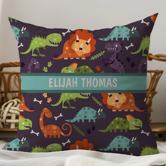 かわいいベビー恐竜ディノボーイズパーソナライズされた クッション