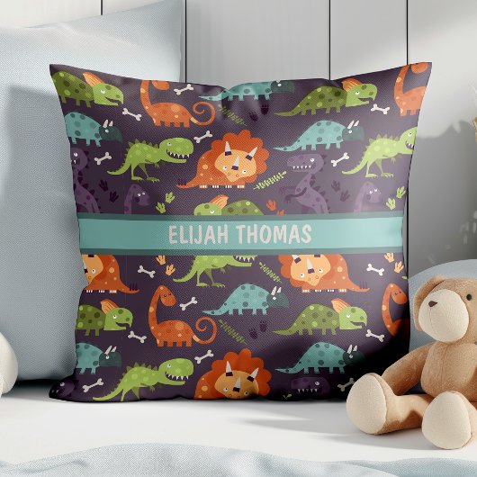 かわいいベビー恐竜ディノボーイズパーソナライズされた クッション