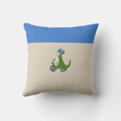 かわいいベビー恐竜ブルー誕生統計ボーイ子供部屋 クッション (裏面)